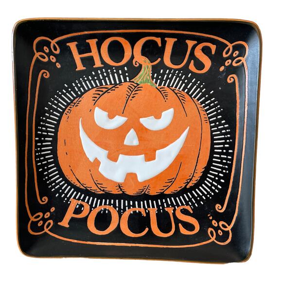 Eli + Ana Halloween HOCUS POCUS HAUNTED PUMPKIN Ceramic Salad Plates 4pc NEW - Picture 12 of 13